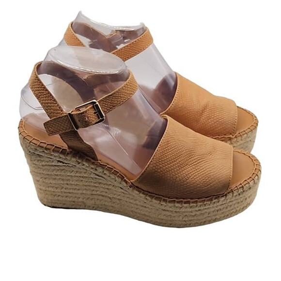Excellent Franco Sarto Takara Tan Espadrille Wedge Platform Sandals Size 9M - Picture 4 of 5